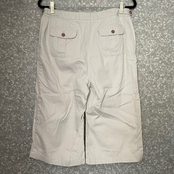 Lands' End Light Khaki Wide Leg Capri Pants - Size 10 - 100% Cotton - Mid Rise - Picture 5 of 5